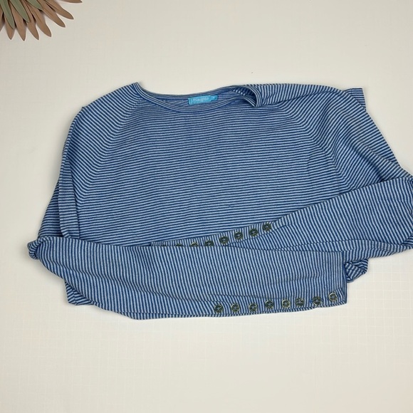 J. McLaughlin Blue and White Striped Knit Top - M - Picture 7 of 7